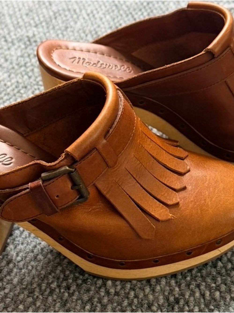Madewell “The Kiltie” Congac Fringe Clog Womens size 8 - Picture 4 of 5